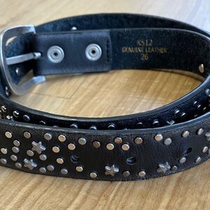 Navy Blue Star Studded Leather Belt